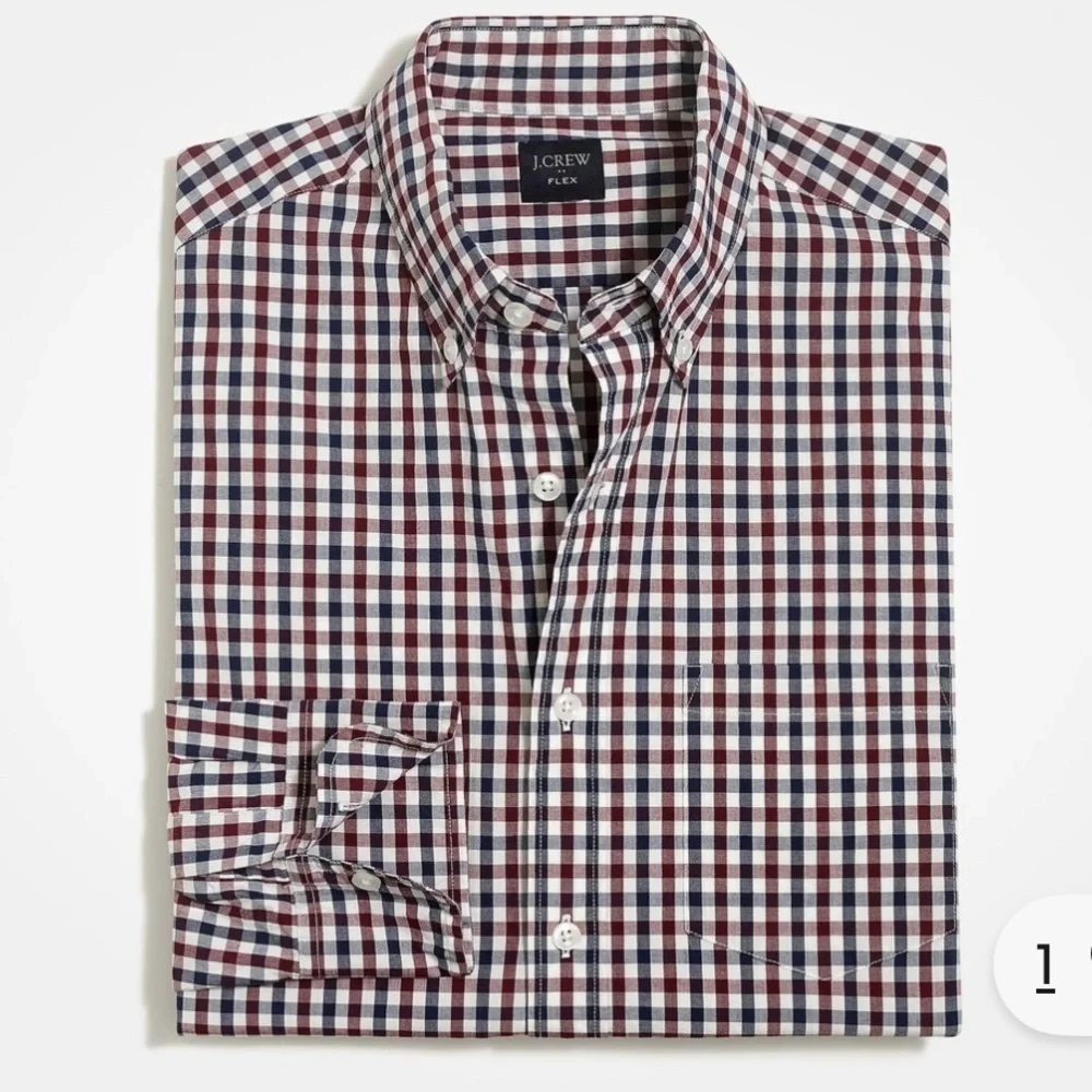 J crew Slim flex casual shirt navy red